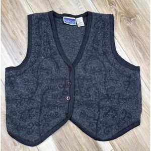 Vintage 90's Boys North Crest Black Wool Vest Size‎ S (6-8) Storybook European